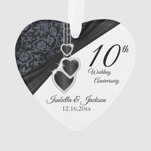 10e Onyx Wedding Jubileum Keepslag Ornament (achterkant)