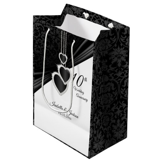 10e onyx Wedding Jubileum - Medium Cadeauzakje (Voorkant Gekanteld)