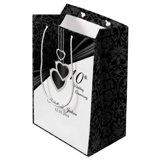 10e onyx Wedding Jubileum - Medium Cadeauzakje (Achterkant Gekanteld)