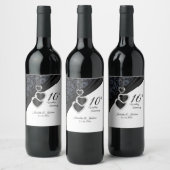 10e onyx Wedding Jubileum Wijn Etiket (Flessen)