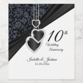 10e onyx Wedding Jubileum Wijn Etiket (Enkel label)
