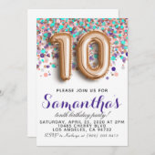 10e Roos Gold-uitnodiging Kaart (Voorkant / Achterkant)