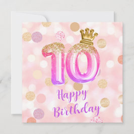 10e Roze Paarse Gouden Verjaardagskaart Kaart