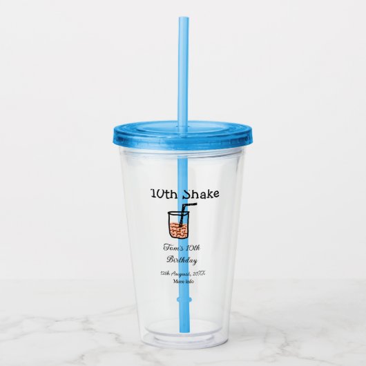 10e shake 10e gelukkige verjaardag milkshake krabb acryl drinkbeker (Voorkant)