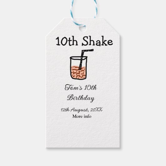 10e shake 10e gelukkige verjaardag milkshake krabb cadeaulabel (Voorkant)
