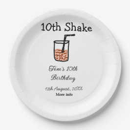 10e shake 10e gelukkige verjaardag milkshake krabb papieren bordje