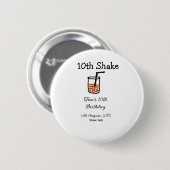 10e shake 10e gelukkige verjaardag milkshake krabb ronde button 5,7 cm (Voorkant /achterkant)