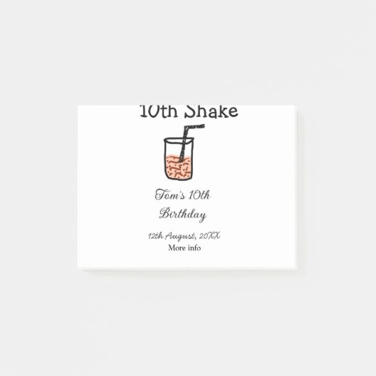 10e Shake 10e verjaardag milkshake krabbel  Post-it® Notes (Voorkant)