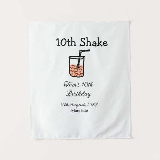 10e Shake 10e verjaardag milkshake krabbel  Wandkleed (Voorkant)