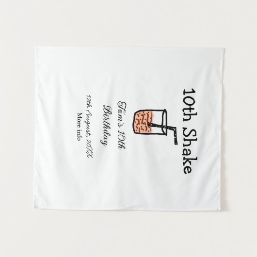 10e Shake 10e verjaardag milkshake krabbel  Wandkleed (Voorkant (horizontaal))