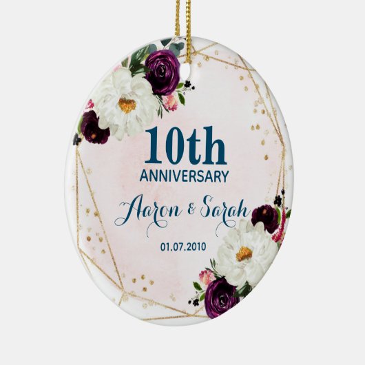 10e Silver Wedding Jubileum Keepasje Keramisch Ornament (Rechts)