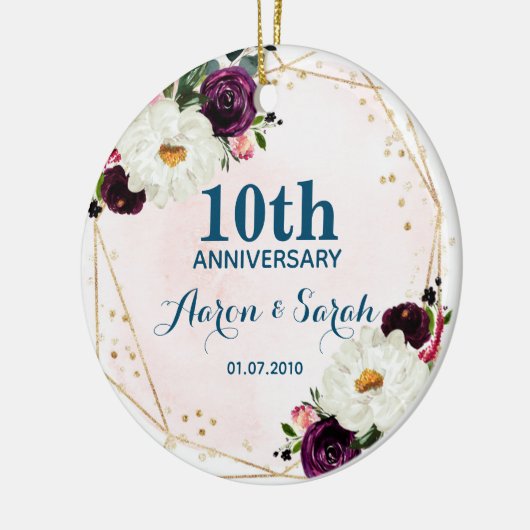10e Silver Wedding Jubileum Keepasje Keramisch Ornament (Links)