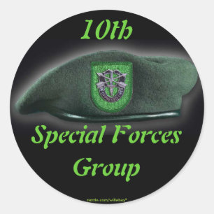 10e Special forces Groene Baretten flash naam Stic Ronde Sticker