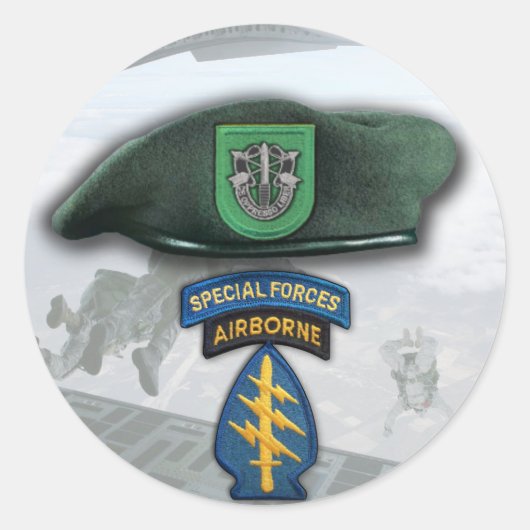 10e Special forces Groene Baretten veteranen flash Ronde Sticker (Voorkant)