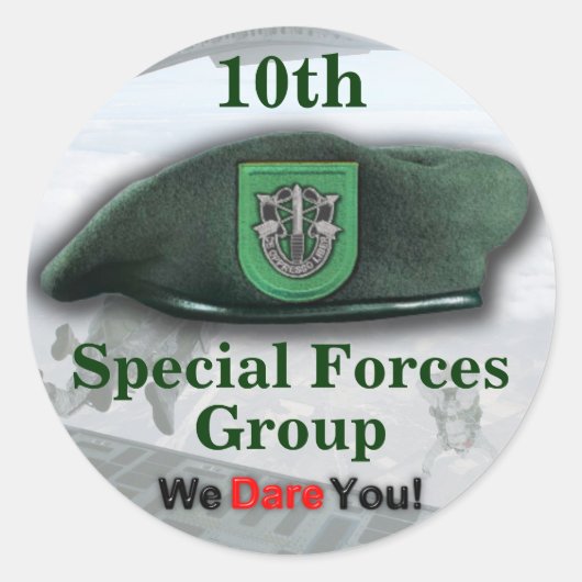 10e Special Forces groene baretten veteranen Stick Ronde Sticker (Voorkant)