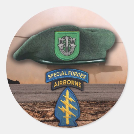 10e speciale troepenmacht Green Berets veteranen v Ronde Sticker (Voorkant)
