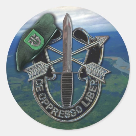 10e speciale troepenmacht Green Berets veteranen v Ronde Sticker (Voorkant)