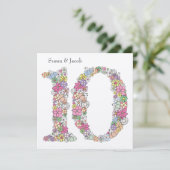 10e Tiende huwelijksjubileum Uitnodiging naar maat (Staand voorkant)