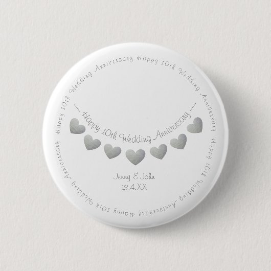 10e tin/aluminium bruiloft Jubileum Ronde Button 5,7 Cm (Voorkant)