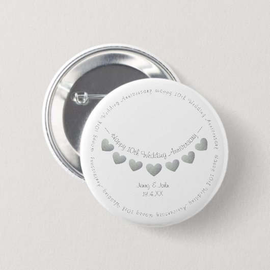 10e tin/aluminium bruiloft Jubileum Ronde Button 5,7 Cm (Voorkant /achterkant)