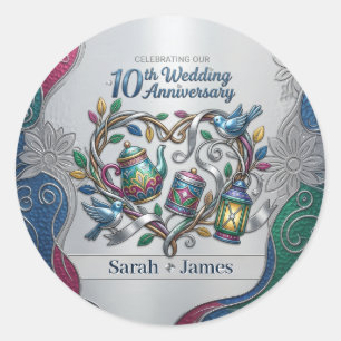 10e tin aluminium huwelijksjubileum We Doen Het No Ronde Sticker