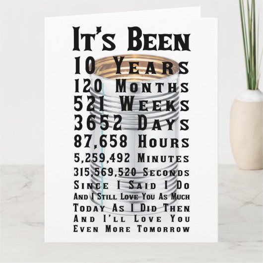 10e Tin Bruiloft Jubileum Kaart (Voorkant)