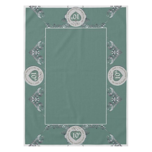 10e Tin Bruiloft Jubileum Tafelkleed (Voorkant)