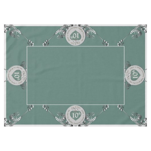 10e Tin Bruiloft Jubileum Tafelkleed (Voorkant (Horizontaal))