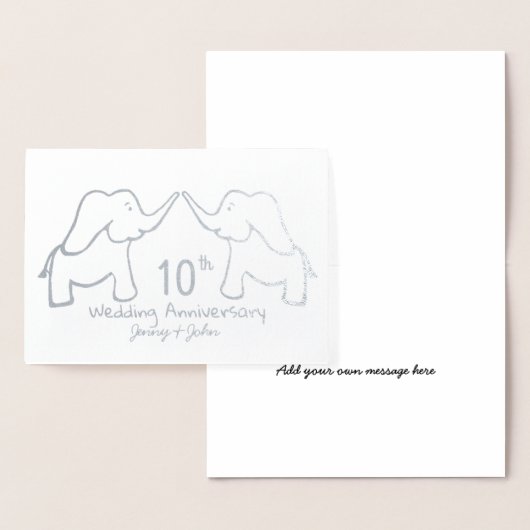 10e tin Trouwen Jubileum olifant Folie Kaarten (Display)