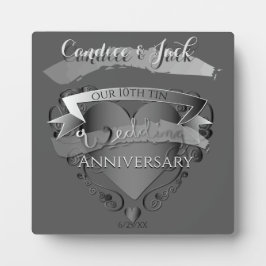 10e Tin Wedding Jubileum 3D Heart Emblem Fotoplaat