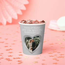 10e Tin Wedding trouwdag foto grijs Papieren Bekers