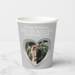 10e Tin Wedding trouwdag foto grijs Papieren Bekers