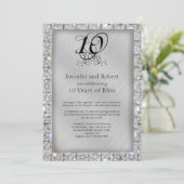 10e tinnen en diamanten huwelijksverjaardag kaart (Staand voorkant)