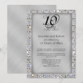 10e tinnen en diamanten huwelijksverjaardag kaart (Voorkant / Achterkant)