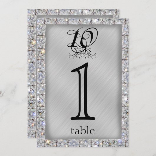 10e tinnen en diamanten jubileum tafelnummer (Voorkant / Achterkant)