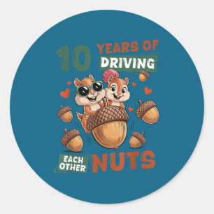 10e trouwdag 10 paar ronde sticker