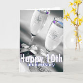 10e trouwdag champagne viering kaart (Gele Bloem)