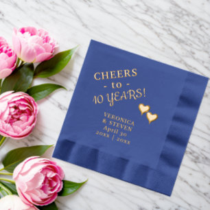 10e trouwdag Cheers Two Hearts Folie Servetten