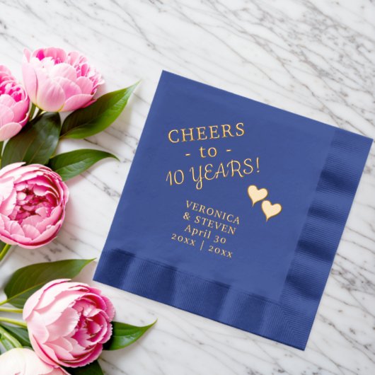 10e trouwdag Cheers Two Hearts Folie Servetten (Insitu (Huwelijk))