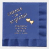10e trouwdag Cheers Two Hearts Folie Servetten (Voorkant)