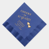 10e trouwdag Cheers Two Hearts Folie Servetten (Rechts)