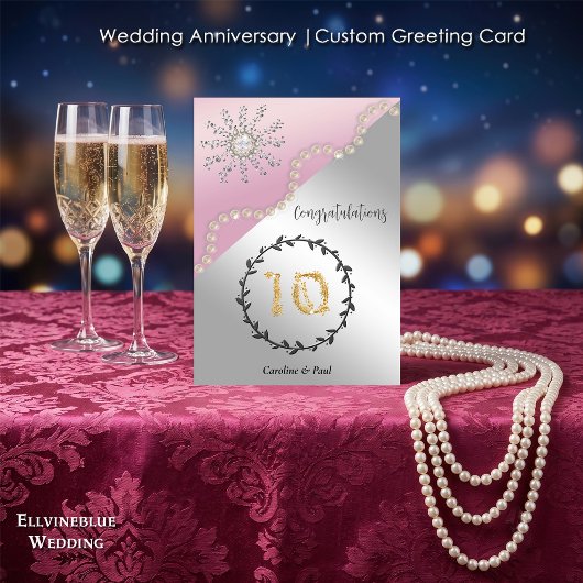 10e trouwdag | Heldere diamant & parels Kaart