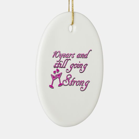 10e trouwdag keramisch ornament (Rechts)