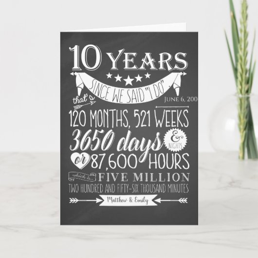 10e trouwdag, krijtbord, 10 jaar bedankkaart (Voorkant)
