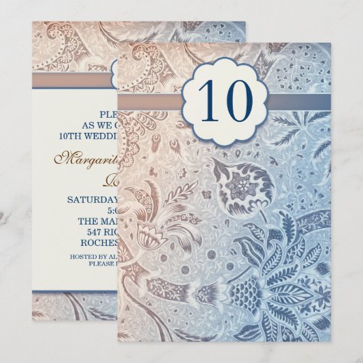 10e trouwdag mooie uitnodigingen (Voorkant / Achterkant)