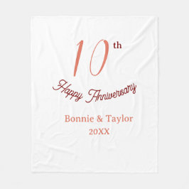 10e trouwdag perzik pastel naam retro b fleece deken