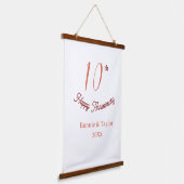 10e trouwdag perzik pastel naam retro b hangend wandkleed (Gebogen)
