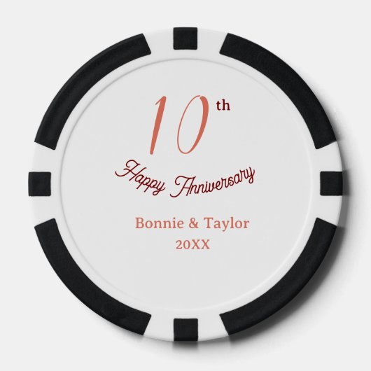 10e trouwdag perzik pastel naam retro b poker chips (Voorkant)
