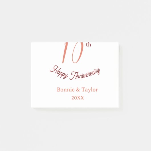 10e trouwdag perzik pastel naam retro b post-it® notes (Voorkant)