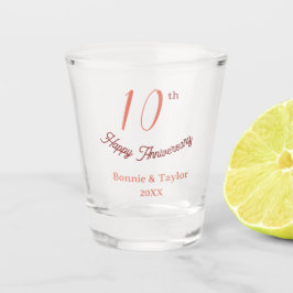 10e trouwdag perzik pastel naam retro b shot glas